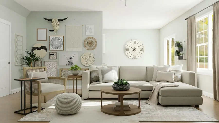 Sala neutra con decoración de pared